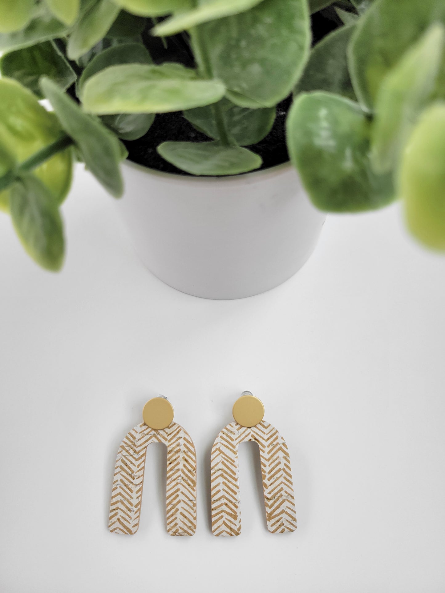 Sandstone Leather Arch Earring