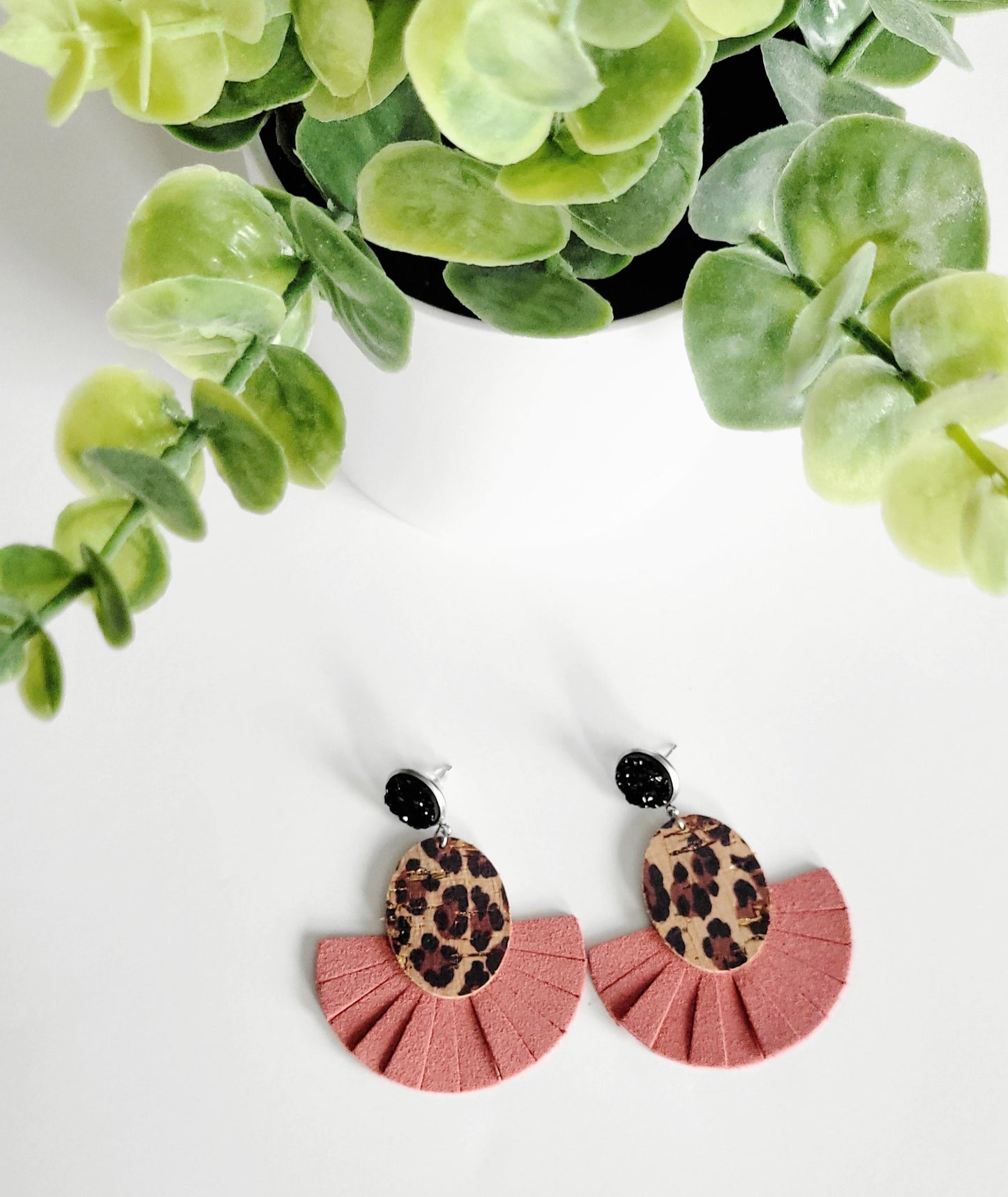 Rosalie Leopard Fringe Leather Statemement Earrings