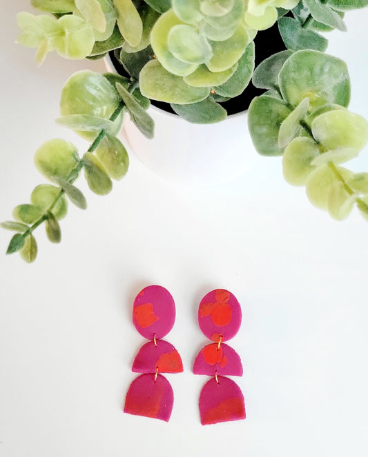 Pink & Poppy Statement Clay Earring